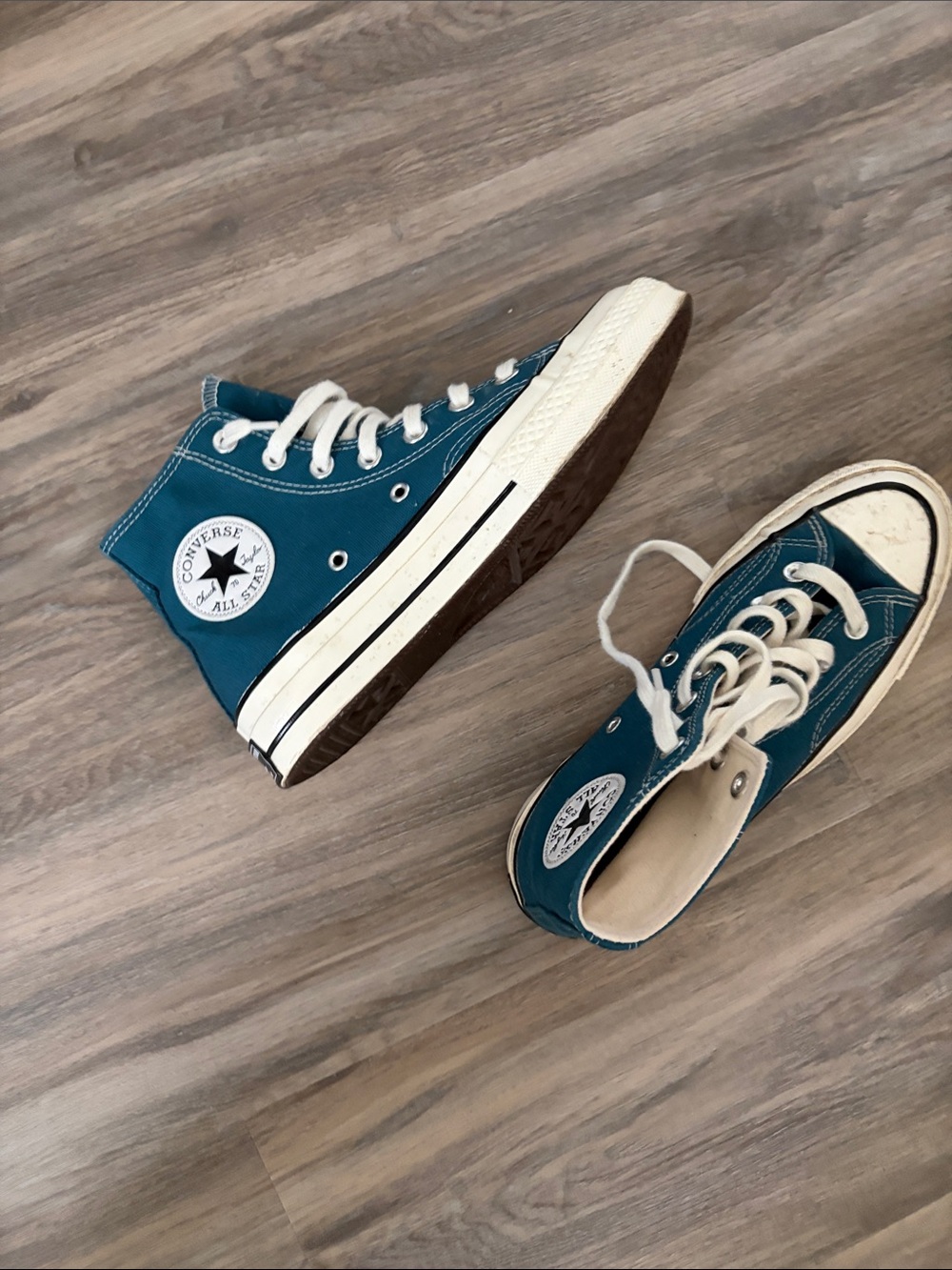 Converse Teal High-Top Sneakers with White Accents - Picture 4 of 6